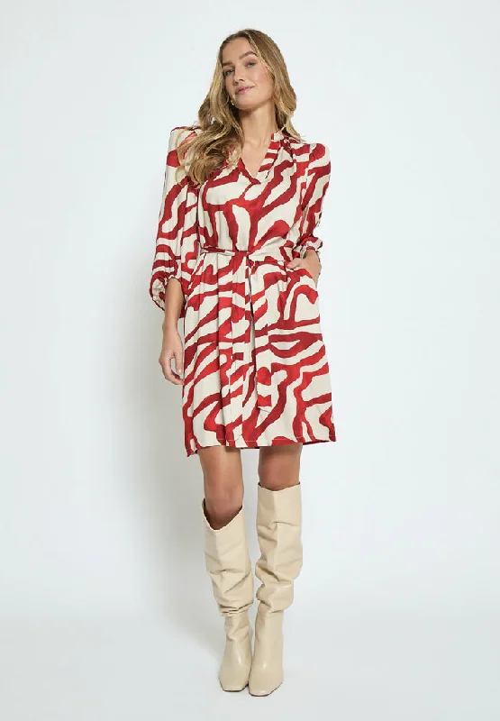 MSJassie Dress - Barn Red Print