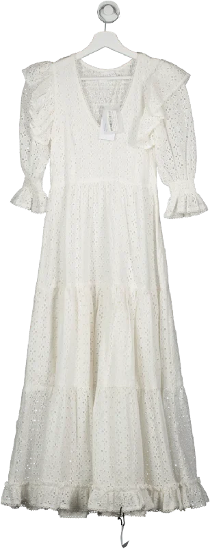 Neve & Noor London White Broderie Anglais Gayle Dress UK XS