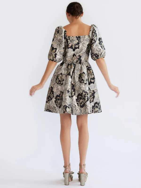 Nina Dress in Black Brocade