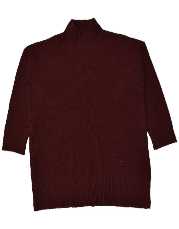 OASIS Womens Long Sleeve Jumper Dress UK 16 Large Burgundy Acrylic