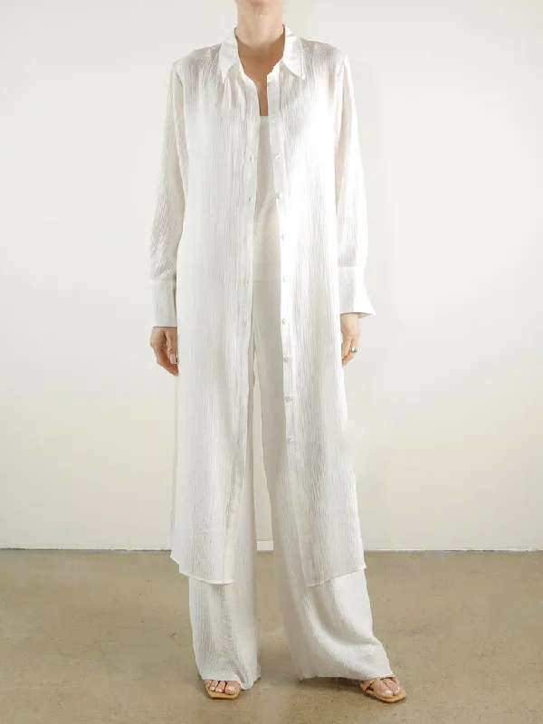 Cassandra Shirt Dress in Viscose Gauze - White