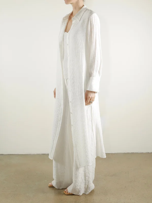 Cassandra Shirt Dress in Viscose Gauze - White