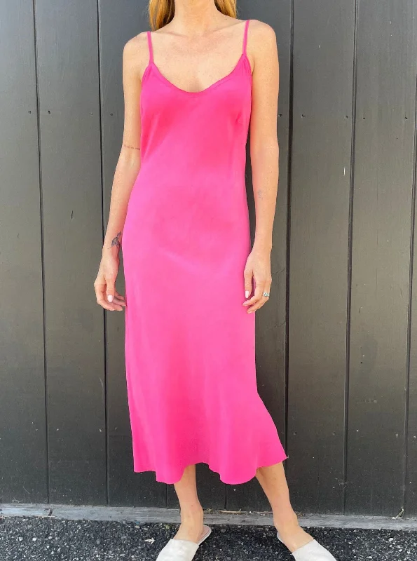 Farrah Slip Dress in Cupro - Raspberry