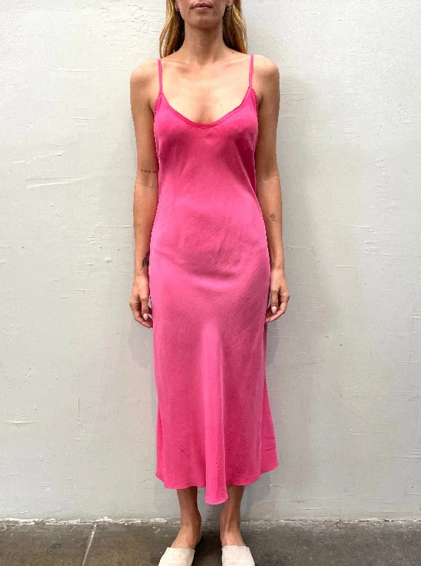 Farrah Slip Dress in Cupro - Raspberry