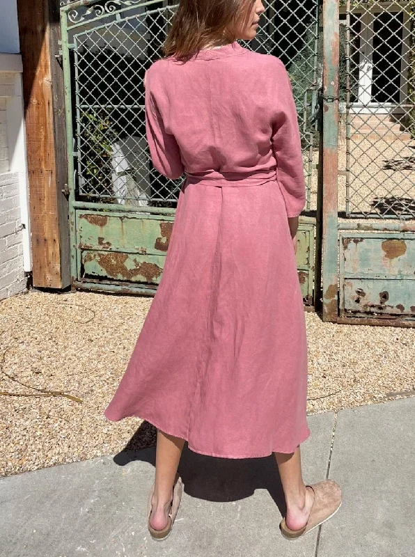 Lydia Dress in Linen - Rose *Final Sale*