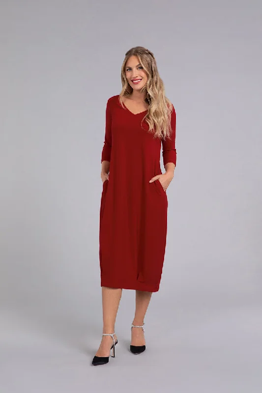 Reversible Narrow Lantern Dress | Red