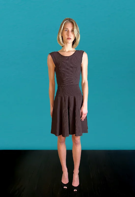 Rib Knit Dress - Brown