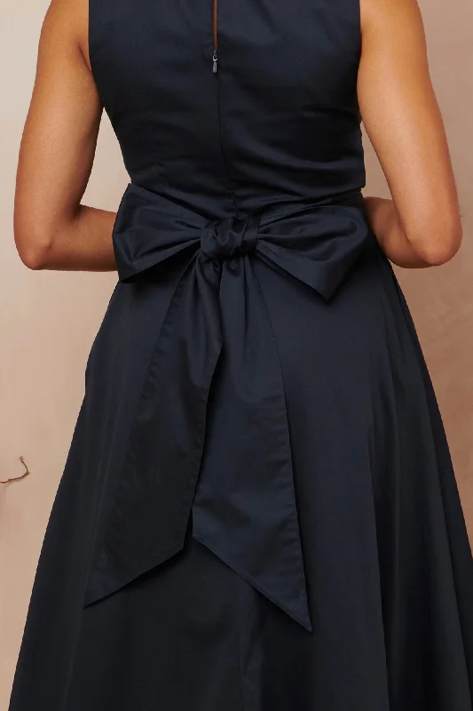 Roberta Cotton Satin Midnight Navy Dress