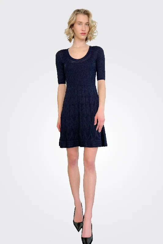 Scoop Neck Dress - Navy