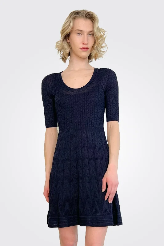 Scoop Neck Dress - Navy