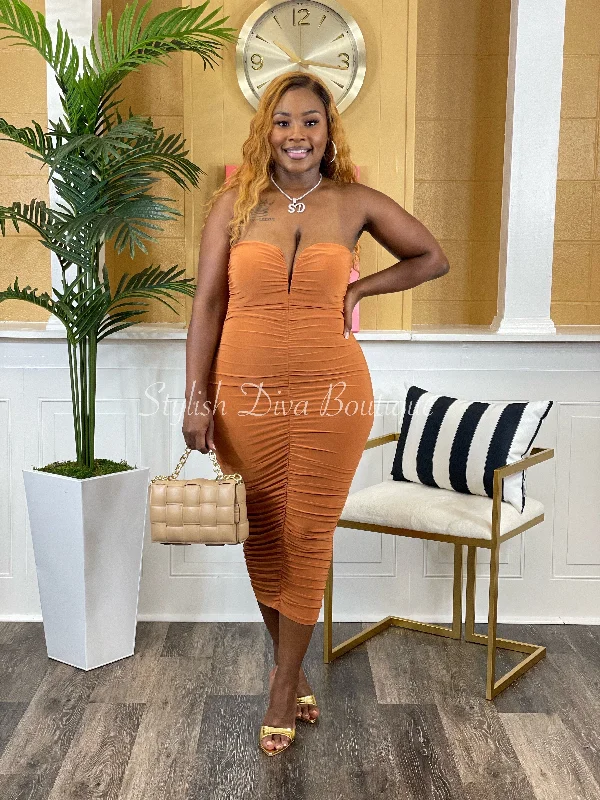 Show Off Midi Dress (Pumpkin)