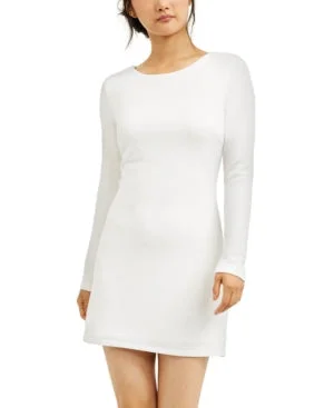 Speechless Women's Glitter Cut Out Long Sleeve Jewel Neck Mini Body Con Cocktail Dress White Size 3