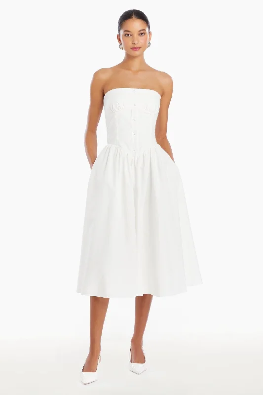 Strapless Holland Dress in White