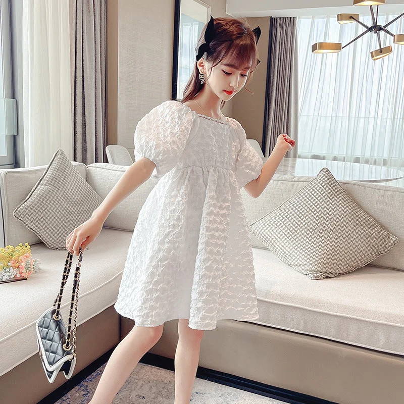 Summer Children's Western Style Cotton Dress Baby Short-sleeved Fashionable Net Red Princess Dress Girl