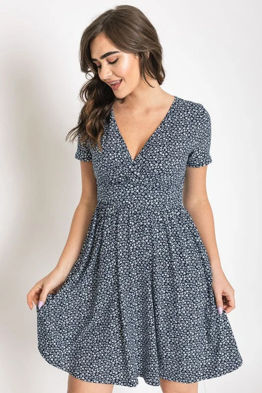 Ditsy Floral Surplice Dress