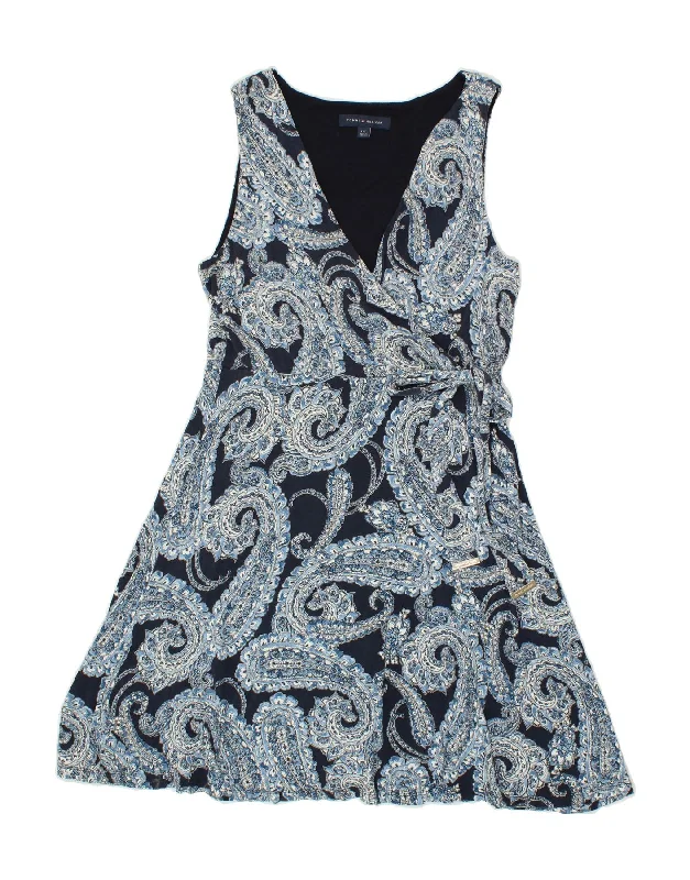 TOMMY HILFIGER Womens Sleeveless A-Line Dress UK 14 Large Navy Blue