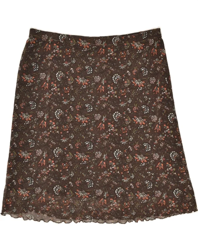 VINTAGE Womens A-Line Skirt W34 Large Brown Floral