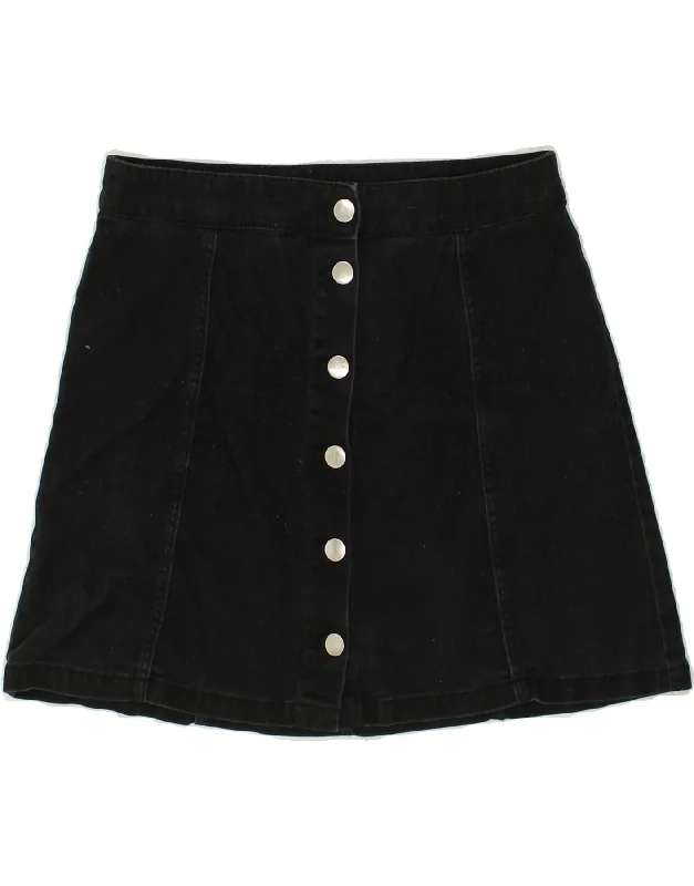 VINTAGE Womens Mini A-Line Skirt EU 38 Medium W28 Black