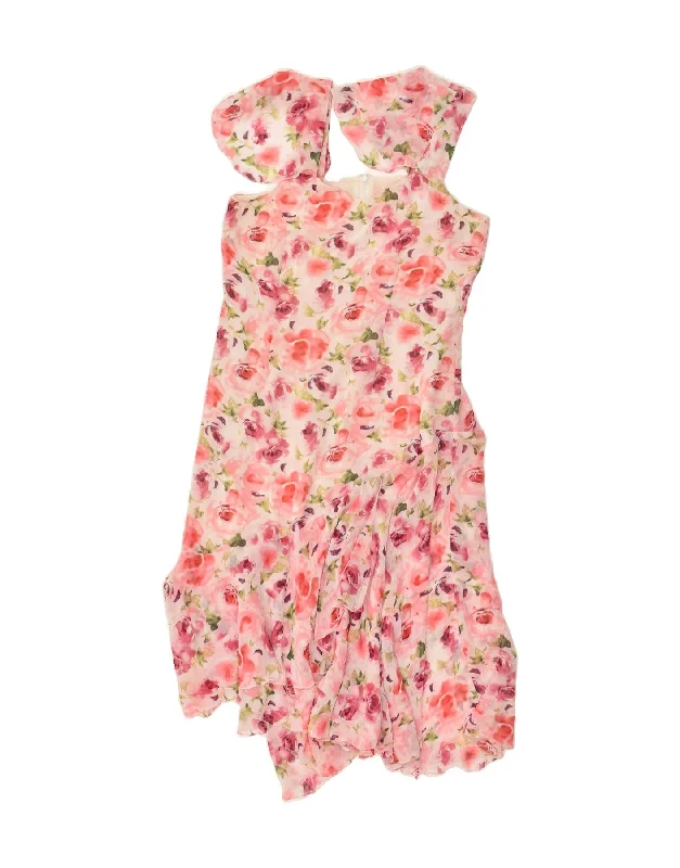 VINTAGE Womens Sundress UK 12 Medium Pink Floral