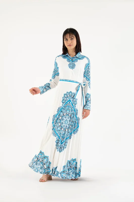 White carolina prints long dress