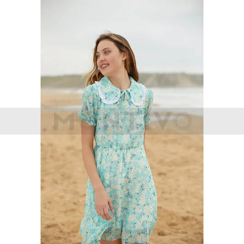 Green Floral Chiffon Dress