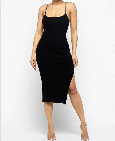 Women's Solid Side Slit Dress -HER21052