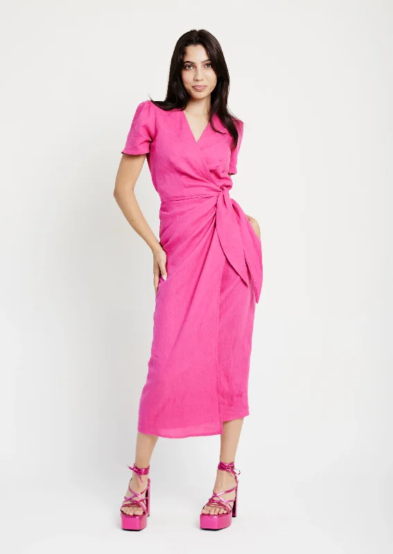 Wrap Dress in Hot Pink