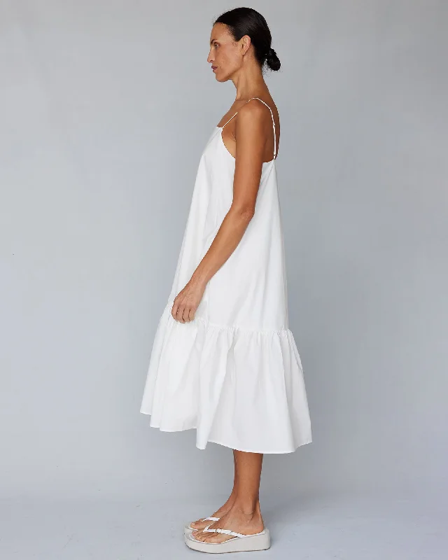 Zadie Poplin Midi Dress - White