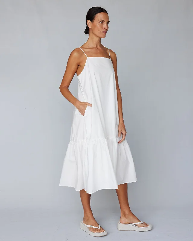 Zadie Poplin Midi Dress - White