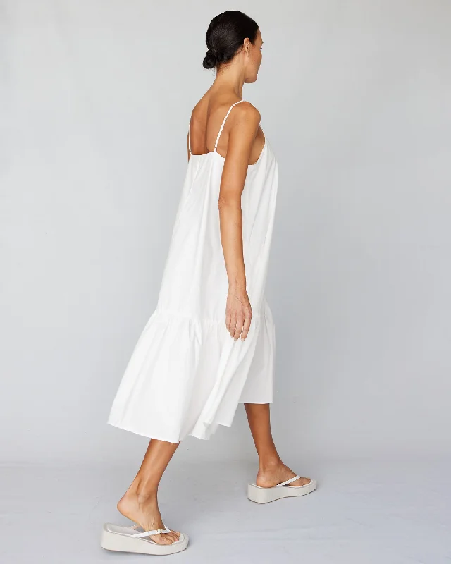 Zadie Poplin Midi Dress - White