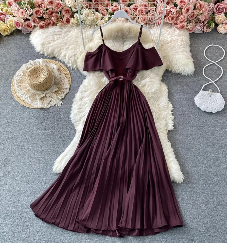 Cute A line dress off shoulder fashion dress  695